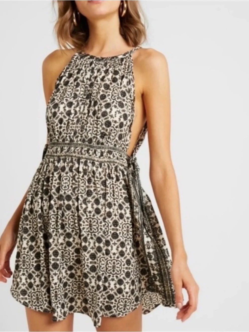 Free People Printed Midsummers Day Halter Mini Dress or Top - Picture 1 of 15